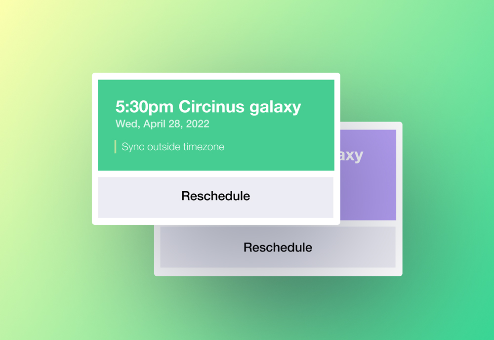 Calendar Connector feature, showing two events needing rescheduling
